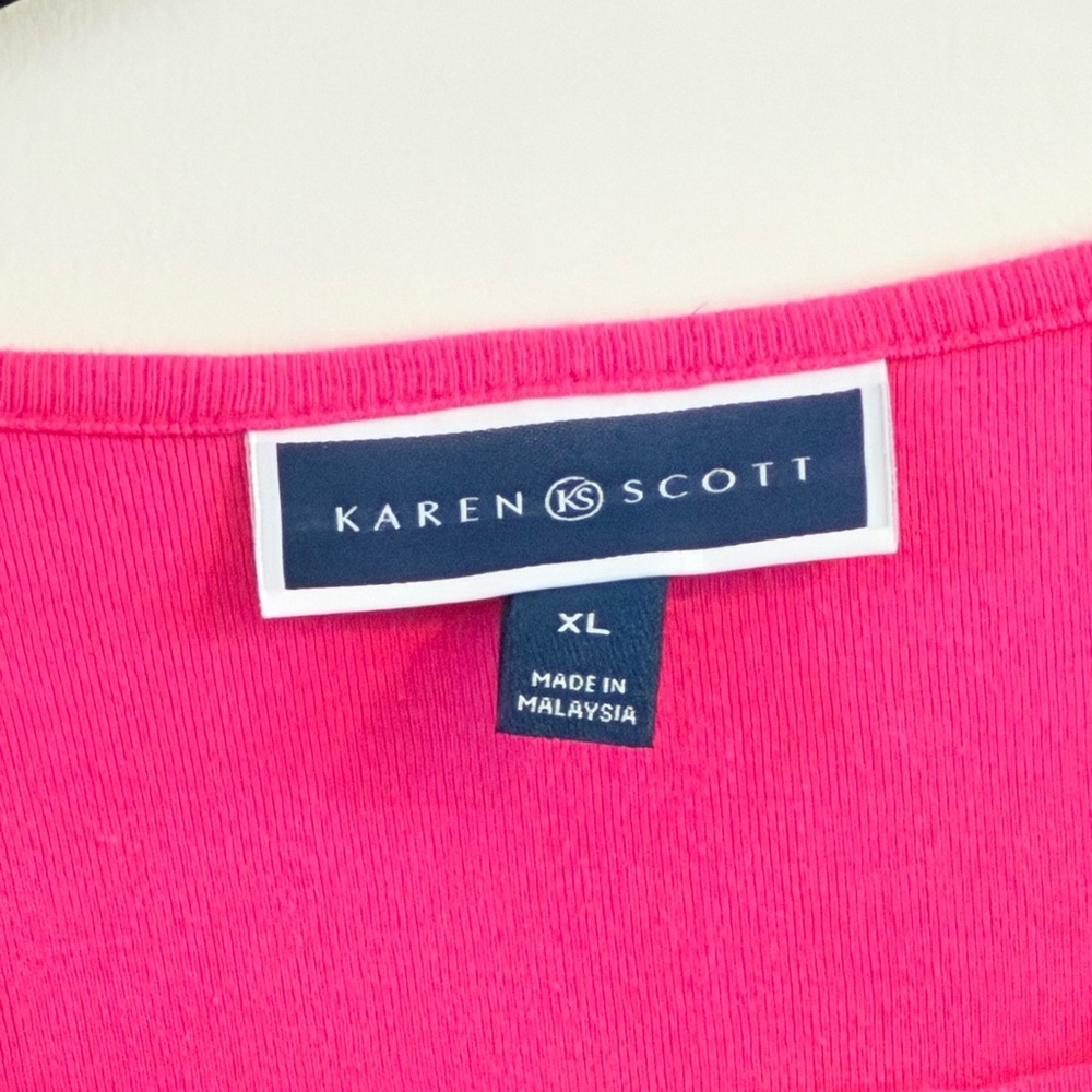Karen Scott Pink Short Sleeve Henley Tee - Picture 6 of 8